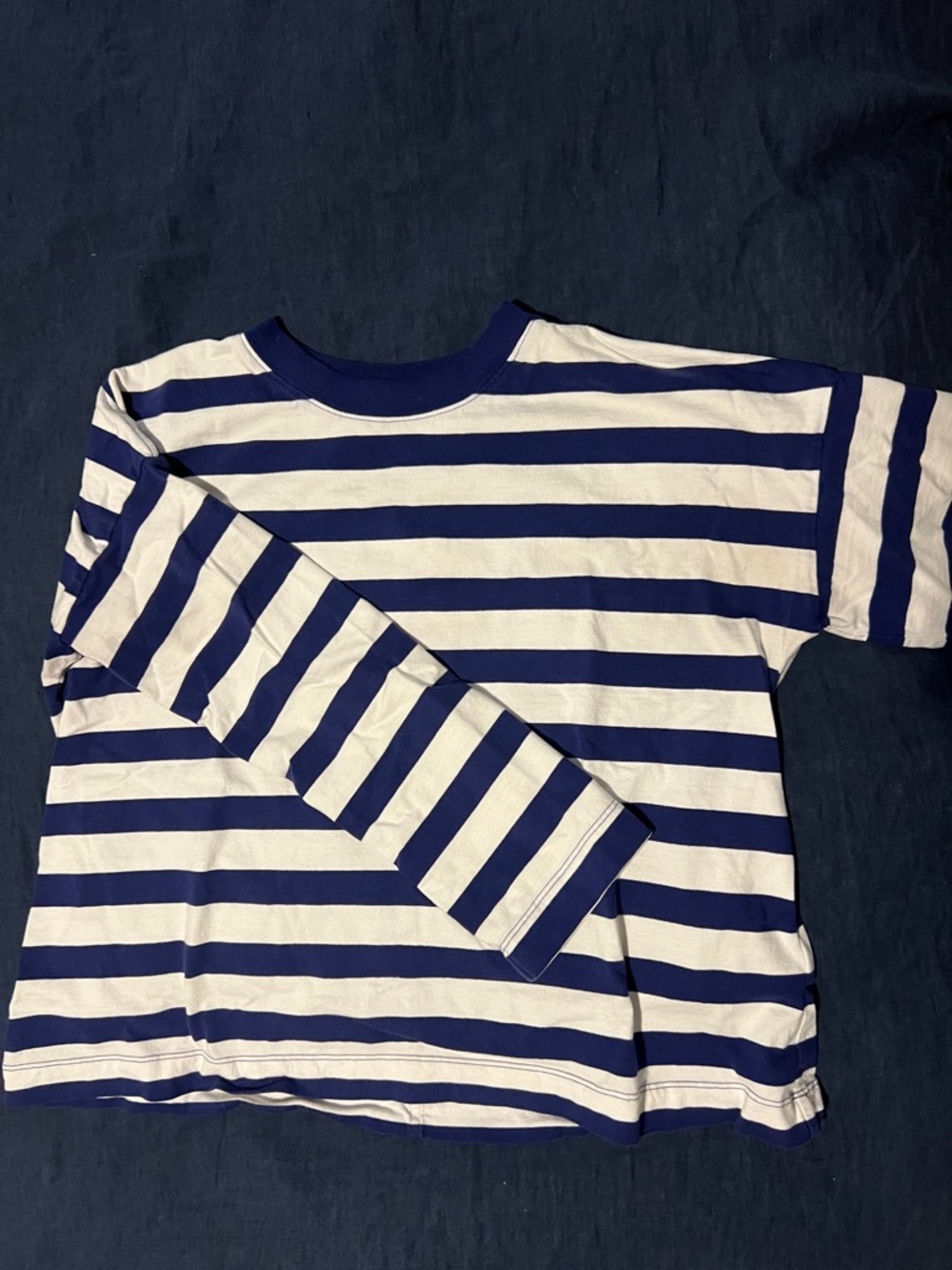 Madewell Navy & White Striped Long Sleeve Tee